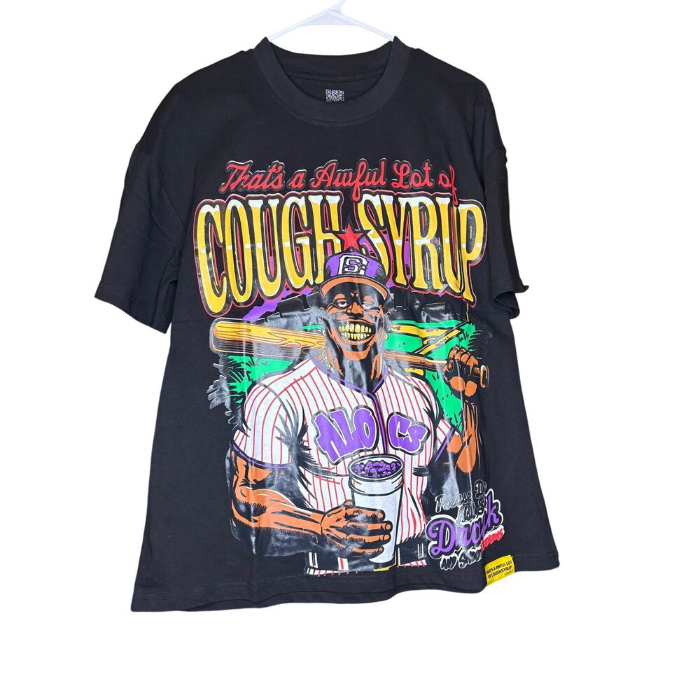 NEW Sz. M - Awful Lot of Cough Syrup Baseball Shirt (Blk)